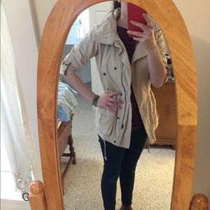 Long Cream-Colored Utility Jacket